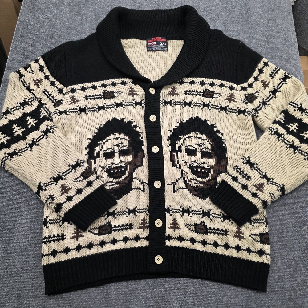 Texas Chainsaw Massacre Leather Face Cardigan Middle Beyond Retired Sweater 2XL